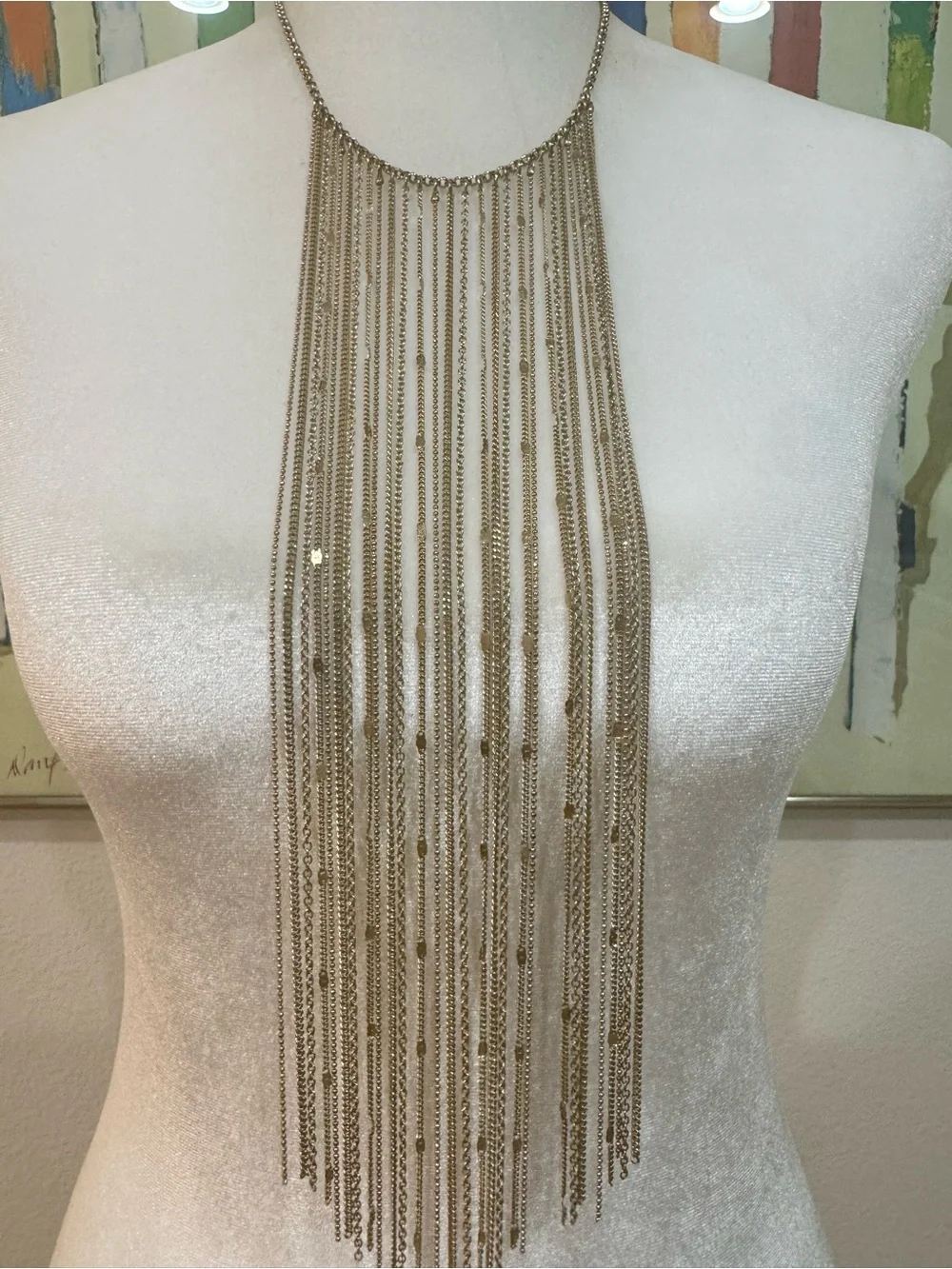 Stunning Gold Fringe Estate Necklace